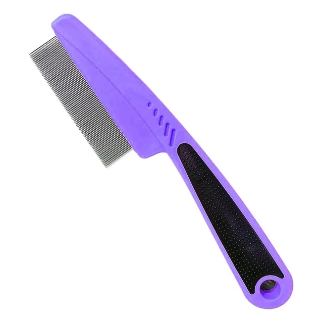 Rubber Handle Flea Comb for Dogs & Cats - Fine Tooth Pet Tick Remover