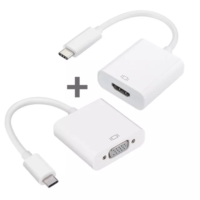 3.1 USB-C Type C to VGA and HDMI Adapter Converter Cable for Chromebook MacBook