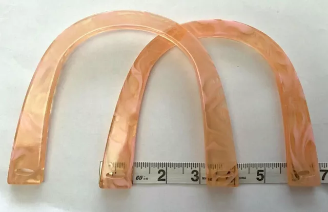 Pair (2) U Shaped Bag Handles for Knitting or Sewing (Marbled Peach)