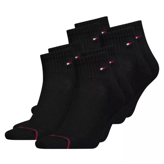 Tommy Hilfiger Hommes Femmes Unisexe Chaussettes de Quart 4er Paquet 85% Coton