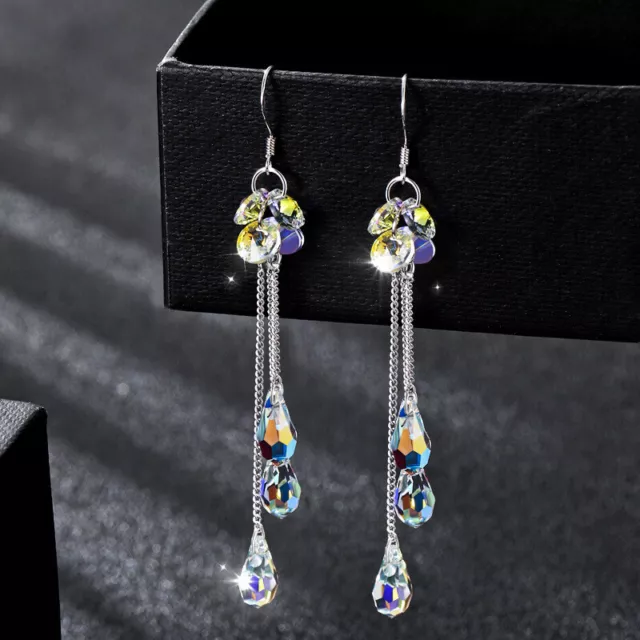 Crystal Tassel Long Earrings, Fashionable, Simple And Super Sparkly Earrin7H