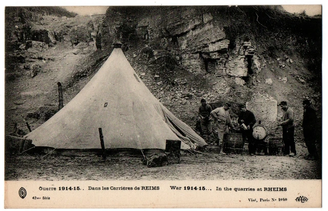 CPA Guerre 1914-15 - Dans les Carrières de Reims - ELD (military, tents) (b)