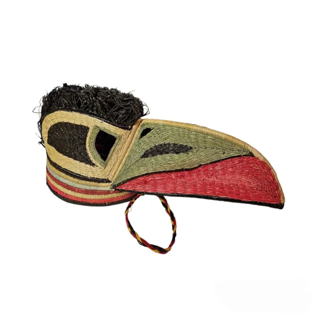 Parrot Bird Mask Headdress Hat Tribal Ceremonial Hand Woven Native Panama Ethnic