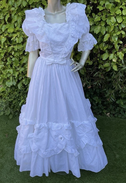 WEDDING DRESS VINTAGE 1980s Ellis Lace Bo Peep Victorian Hen Party