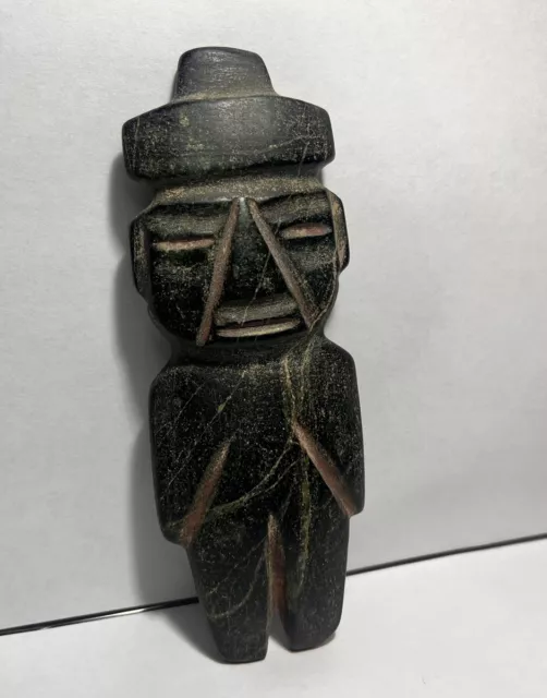 Pre-columbian Teotihuacan Green Stone Figurine Translucnt Mayan Olmec Aztec 5in