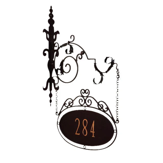 LUXE?PERSONALIZED IRON ADDRESS Sign House Number Wall Bracket Outdoor 5