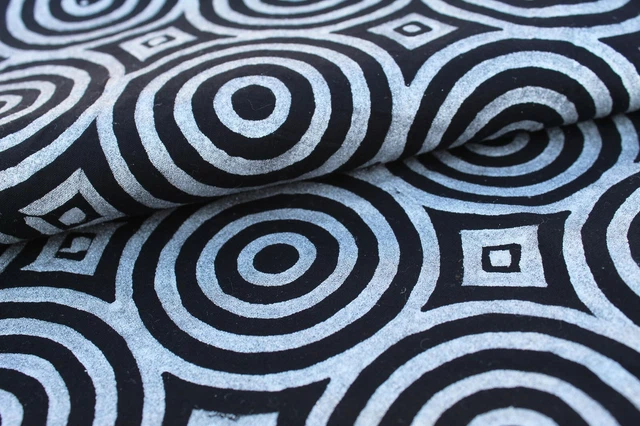 4.6m Indien Tissu Coton Main Bloc Argent Imprimé Couture Vêtements Artisanat