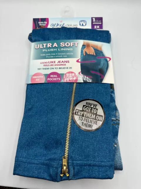 As Seen on TV Ultra Soft Genie Deluxe Blue Jeggings Womens 2X Brand New