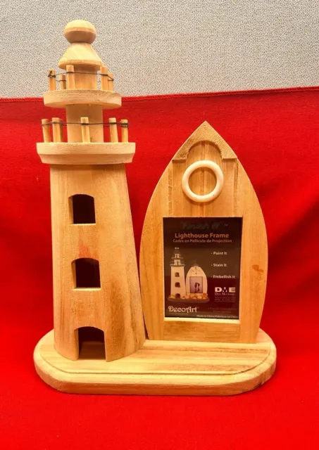 Photo Frame Lighthouse Wood Natural Ready to Paint by Don Mechanic Ent ~11-1/8"t