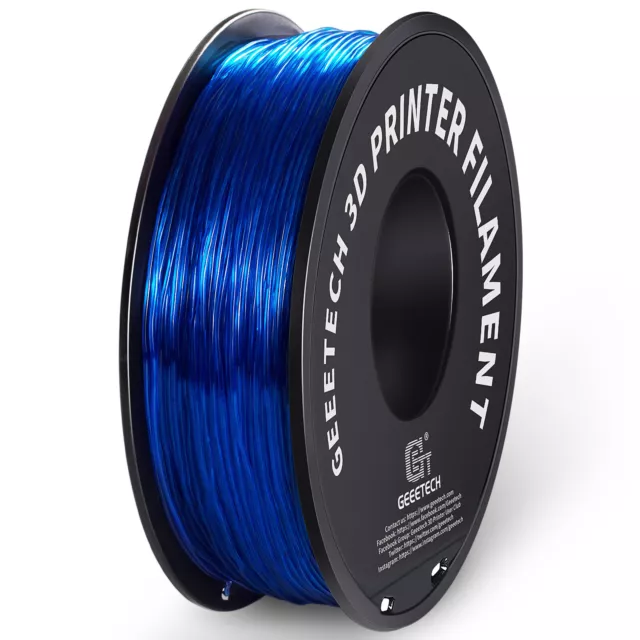Geeetech Filament d'imprimante 3D TPU flexible bleu transparent 1,75mm 1kg FR 2