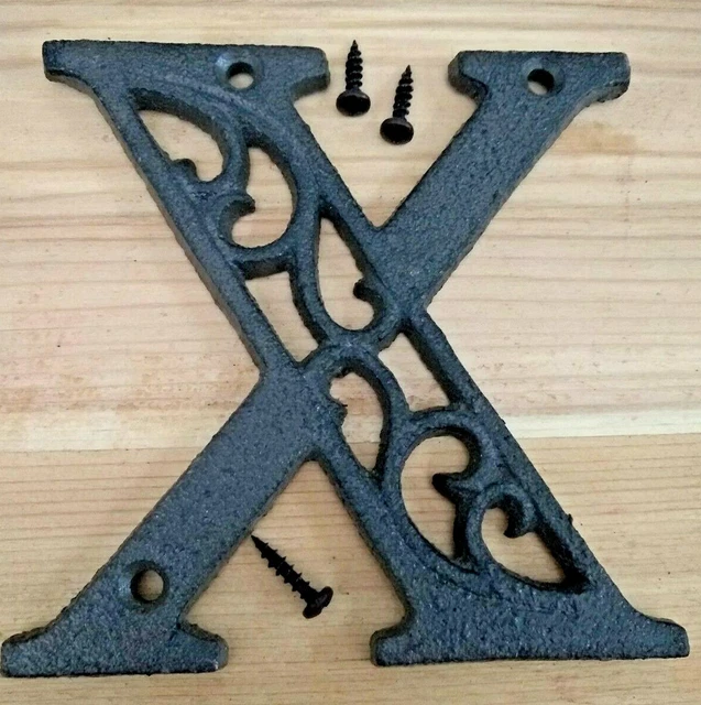 Alphabet House Letter  X  Antique Brown Cast Iron Metal 4.5" Indoor Outdoor