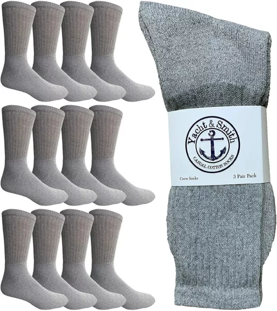 12 Units of Yacht & Smith Mens Crew Socks, Big and Tall Sports Socks, 13-16