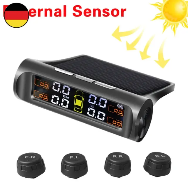 TPMS Solar Reifendruck Sensor Auto Tire Pressure Monitoring System Mit 4 Rad Int