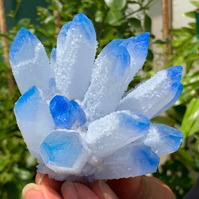 406G New Find sky blue Phantom Quartz Crystal Cluster Mineral Specimen Healing