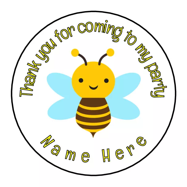 Cute Bee Personalised Thank You Sticker Party Bag Sweet Cone Birthday Label