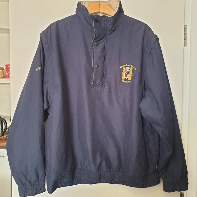 KARTEL MENS LARGE GOLF JACKET Henley Top ZIP OUT SLEEVES Blue