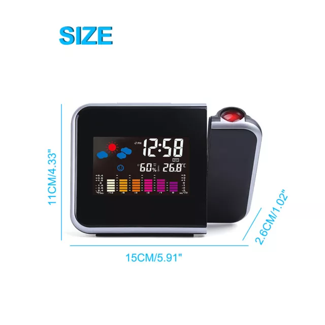 Smart Alarm Clock Digital LED Projector Temperature Time Projection LCD Display 3