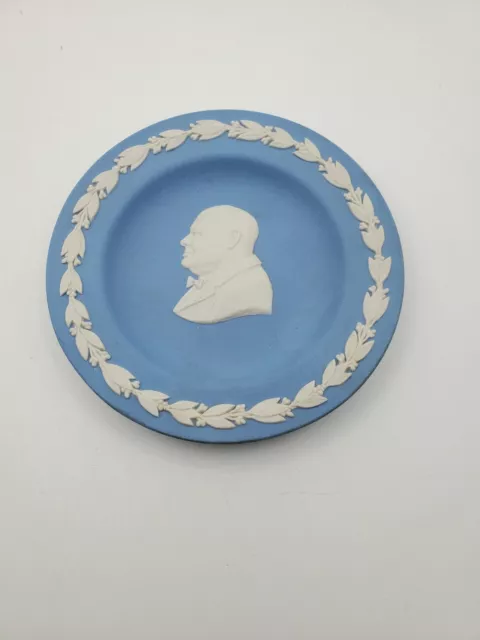 Vtg Wedgwood Blue Winston Churchill 4.5" Plate
