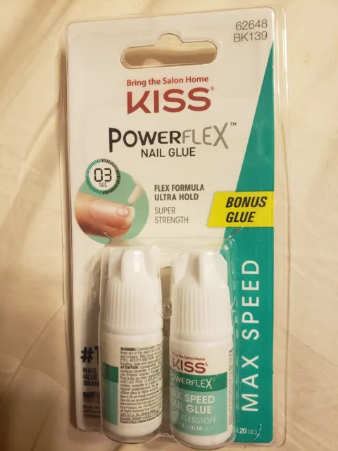 KISS POWERFLEX MAXIMUM Speed Nail Glue Fast Drying Adhesive With Tip ...