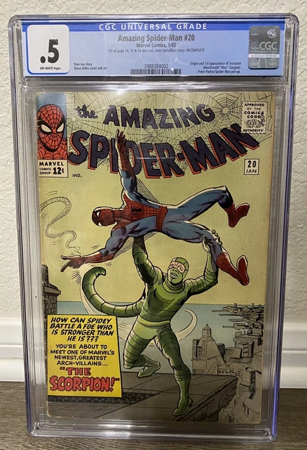 AMAZING SPIDER-MAN #20 CGC .5 Origin/ 1st app. of Scorpion Marvel 1965
