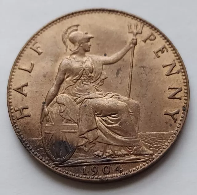 1904 King Edward VII Halfpenny Almost Perfect Uncirculated Grade Good  Lustre