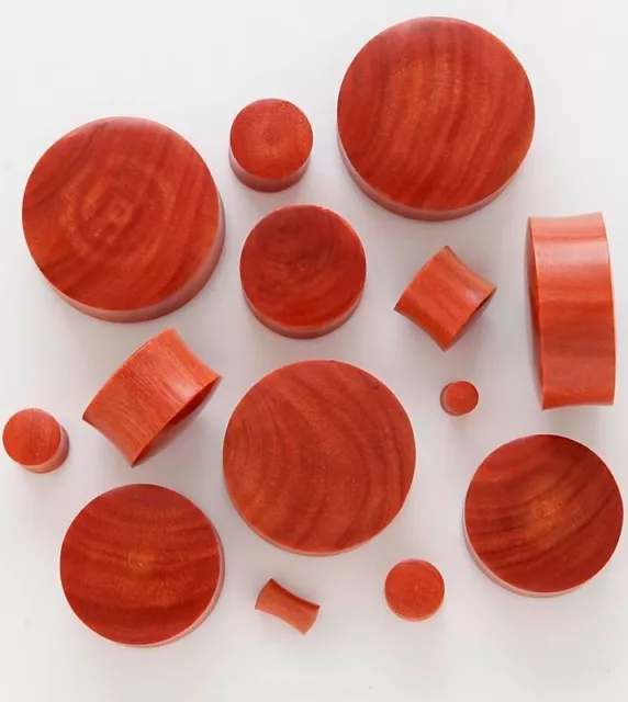 1 Pair 3/4" 19mm Red Saba Organic Solid Exotic Wood Saddle Plugs Ear Gauges 266