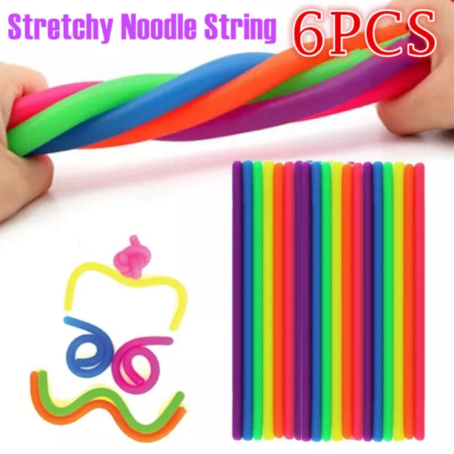 Stretchy Noodle String 6PCS Fidget Sensory Toys Kids Stress Relieve Autism Toys