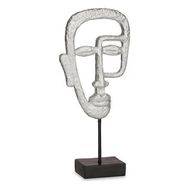 Figura Decorativa Cara Plateado Poliresina [19,5 x 38 x 10,5 cm]