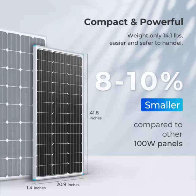 Renogy 100W Watt Mono Solar Panel 12V Volt Panels Off Grid Power Monocrystalline 3