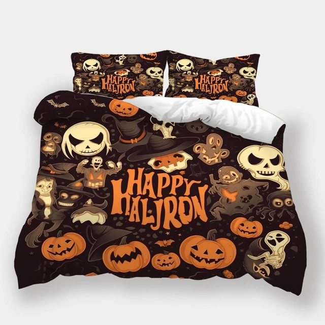 HALLOWEEN STYLE SKULL Pumpkin 24 Quilt Duvet Cover Set Bed Linen Queen