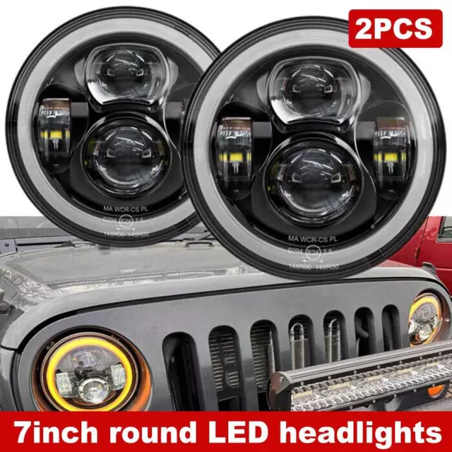 E24 Paar 7 Zoll LED Scheinwerfer für Land Rover Defender Jeep VW T3 G Klasse DHL