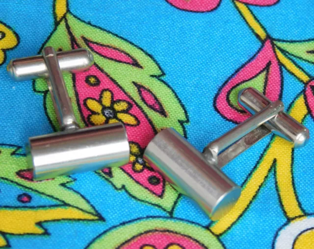 Minimalist vintage metal cufflinks cylindrical pv