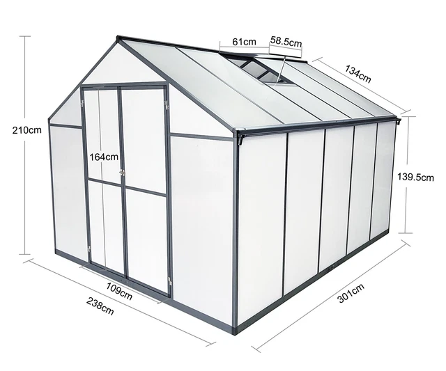 B_WARE 7,16M² ALU Gewächshaus Frühbeet Pflanzenhaus Treibhausmit