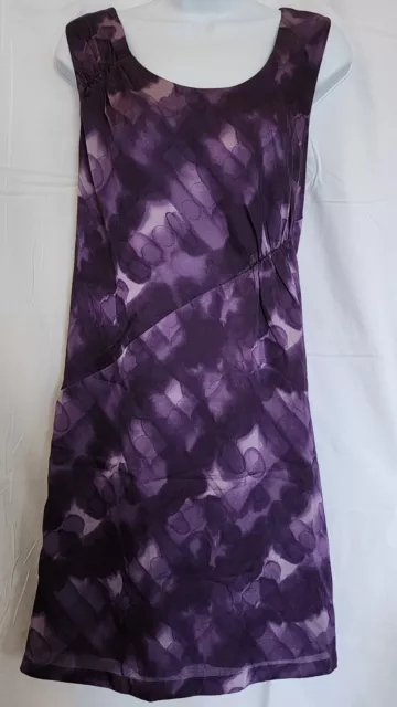 Simply Vera Wang Purple Sleeveless Shift Dress, Asymmetric Shirred Waist, Sz 8