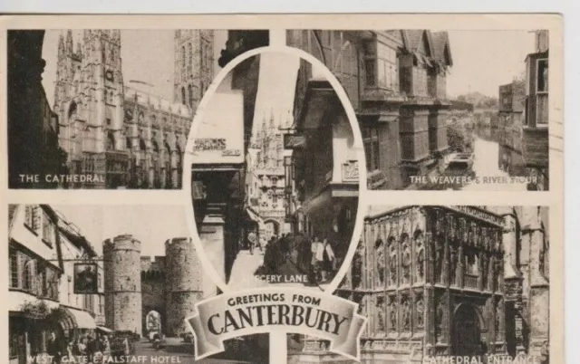 Canterbury, Kent -  Multiview B&W  Postcard
