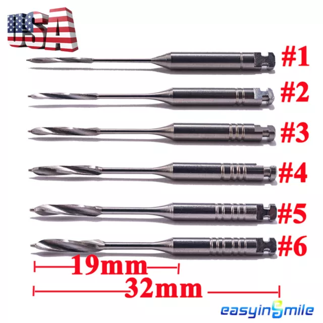 6Pcs Dental Endodontic Peeso Reamers Root Canal Glidden Drills Burs 1#-6# files