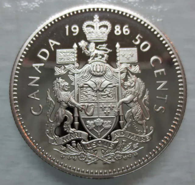 1986 Canada 50 Cents Proof Heavy Cameo Half Dollar Coin