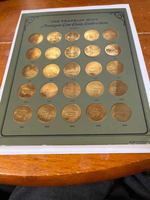 The Franklin Mint Antique Car Coin Collector Series 1 - 25 pc solid bronze set