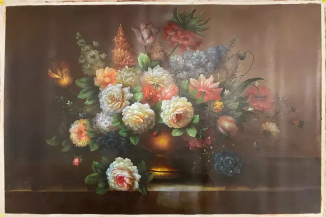 Still Life Oil Painting on Canvas - Flowers Floral - 36" x 24" - Hand Painted