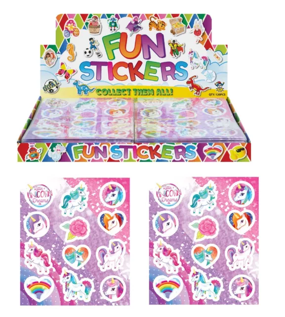 UNICORN STICKER SHEETS Kids Girls Birthday Party Bag Filler Favors Pony Toy Gift