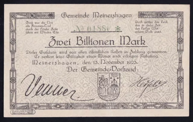 Meinerzhagen: 2 Billionen Mark 15.11.1923