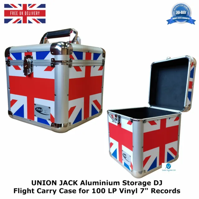 1 UNION JACK Aluminium Storage DJ Flight Carry Case for 100 LP Vinyl 7" Records