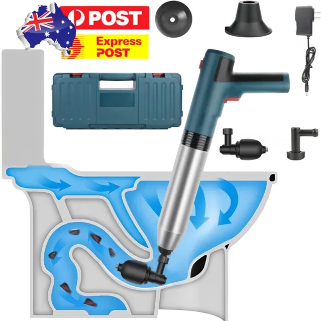 Electric Toilet Plunger Air Drain Blaster High Pressure Sink Dredge Clog Remover