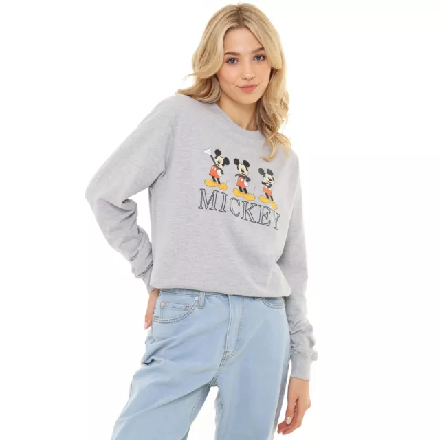 Disney Womens Sweatshirt Mickey Mouse 90s Retro Jumper Top S-XL Official