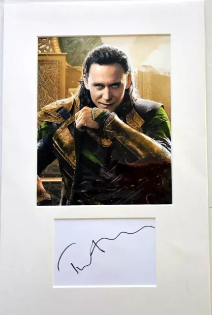 Tom Hiddleston Loki HAND SIGNED mounted autograph with cert 18 x 12" NEW Thor