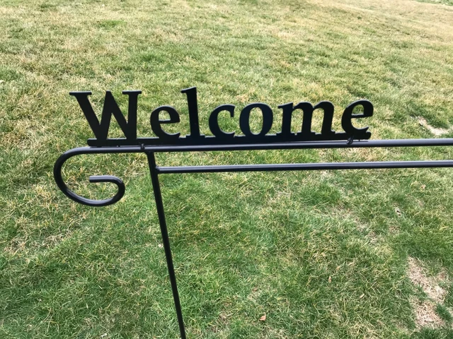 Metal Garden Yard Flag Holder Hook Stand Decoration Amish Made USA Wrought Iron
