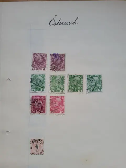 Konvolut Briefmarken Österreich alte Sammlung auf 2 Seiten mit Falz ab 1900