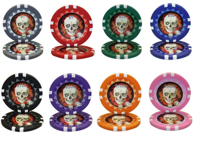 Poker Chips Sample Set 8Pcs 13.5G Skull Casino Chips