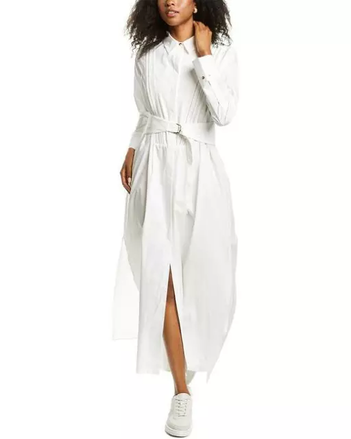 NWT BRUNELLO CUCINELLI White Maxi Shirt Dress Belted Size Medium