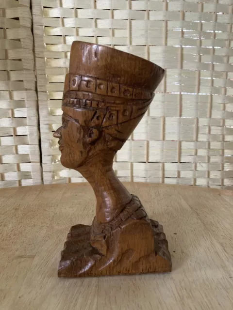 Vintage Hand Carved Hard Wood Statue Of A Pharaoh. One Of A Kind.